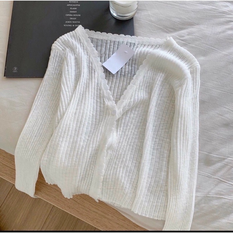Cardigan sunshine trắng nữ