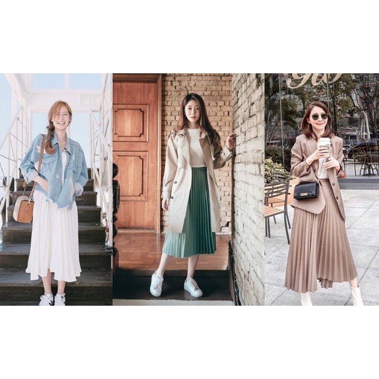 Chân váy dài xếp ly Molento chân váy chữ A xếp ly lụa dài cao cấp phong cách Hàn Quốc 2021 - X06 | BigBuy360 - bigbuy360.vn