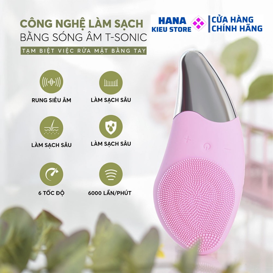 Máy Rửa Mặt Massage mini cầm tay Silicon sạch sâu nâng cơ giảm nhăn