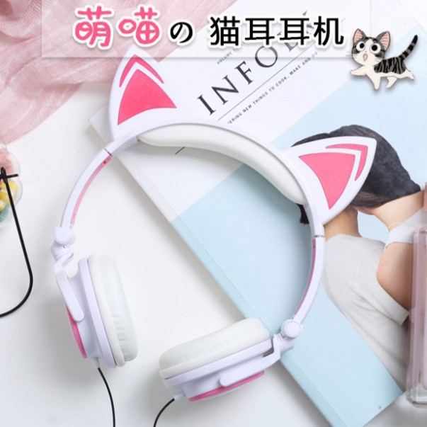 KL19 Headphone Tai Mèo Có Đèn Nháy Led Siêu Cute Đáng Yêu