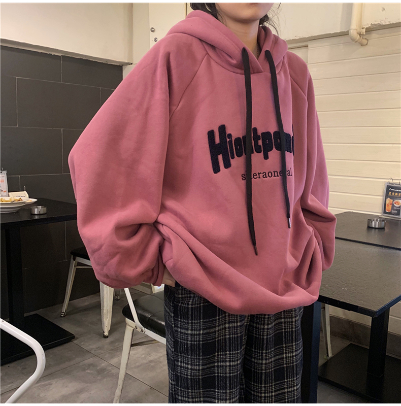 Áo Hoodie tay dài in chữ thời trang mùa thu xinh xắn cho nữ