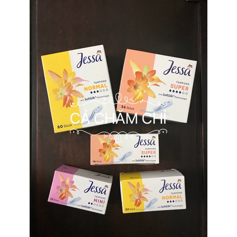 (Bán lẻ tampon) Set 10 băng vệ sinh dạng nút Jessa normal 3 giọt - Đức