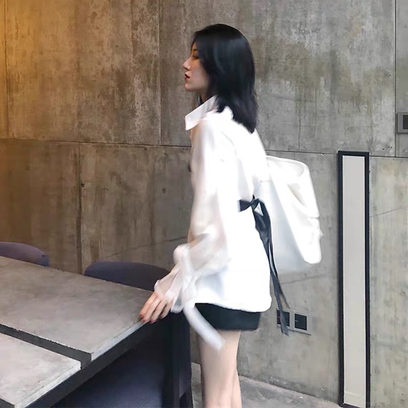 SƠ MI PHỐI DÂY TAY THẮT NƠ XINH SMT1