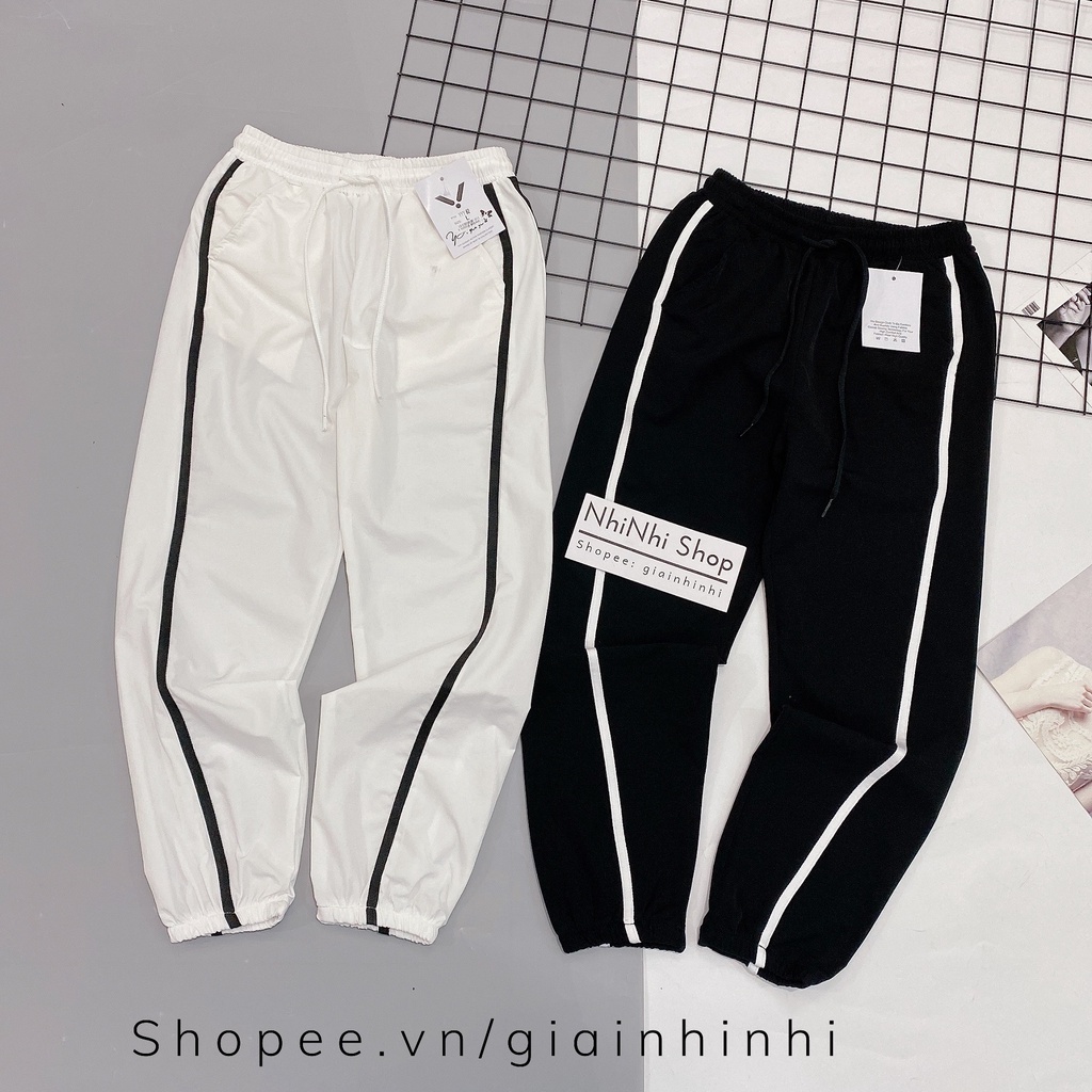 Quần thể thao 1 sọc bo ống siêu mát, Quần dáng bom ống bo cạp chun QS082 - NhiNhi Shop