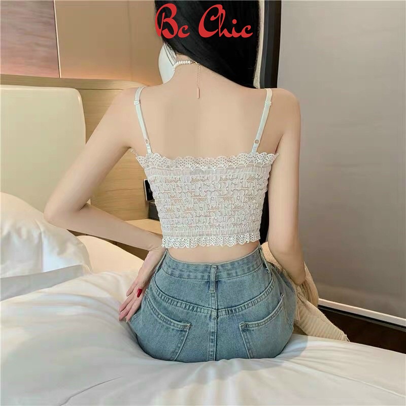 Áo lót nữ, áo bra hoa hồng chéo B3135 có đệm mút, chun lưng trẻ trung BC_CHIC LINGERIE