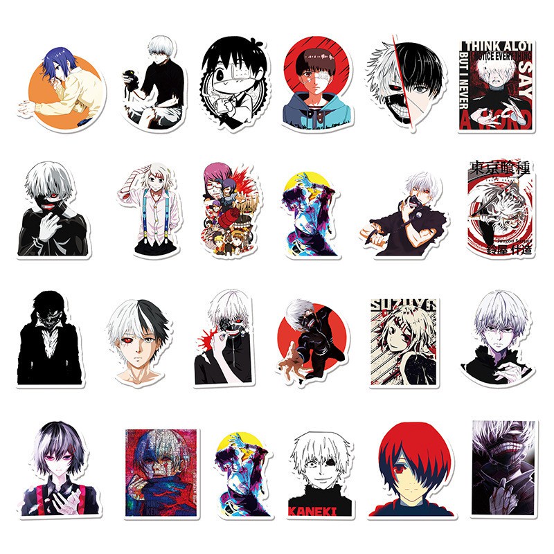 Set 10/25/50 miếng dán pvc chống thấm nước trang trí điện thoại/hành lý/laptop/ván trượt hình anime Tokyo Ghoul