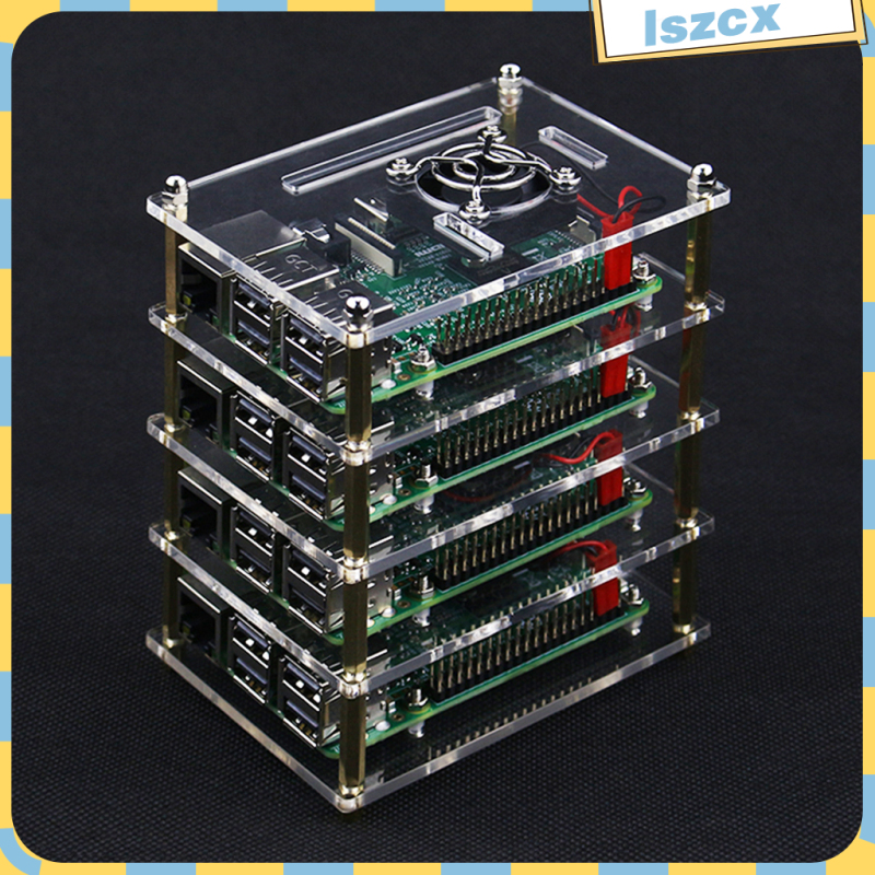 Hộp Trong Suốt 4 Tầng + Quạt Tản Nhiệt Cho Raspberry Pi | BigBuy360 - bigbuy360.vn