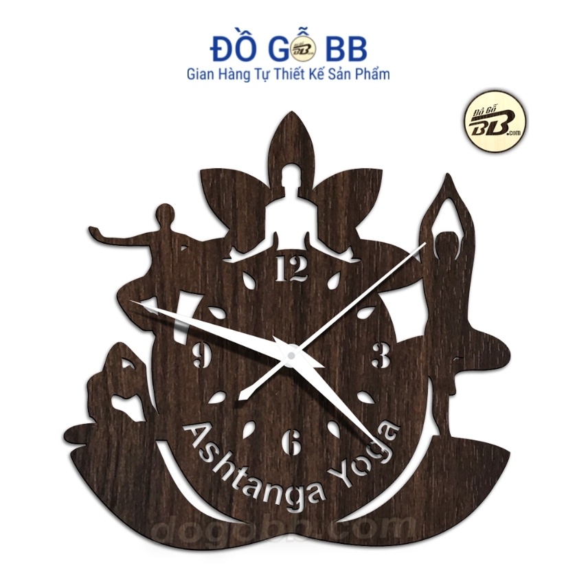 ĐK 30cm Kim Trôi, Đồng Hồ Treo Tường Ashtanga Yoga Giá Rẻ Bền Đẹp - Đồ Gỗ BB
