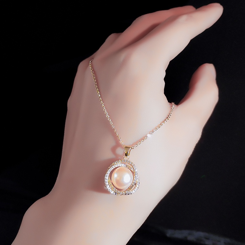 Dây chuyền JIUDUOLAN bằng thép titan đính đá ngọc trai tinh tế thời trang cho nữ