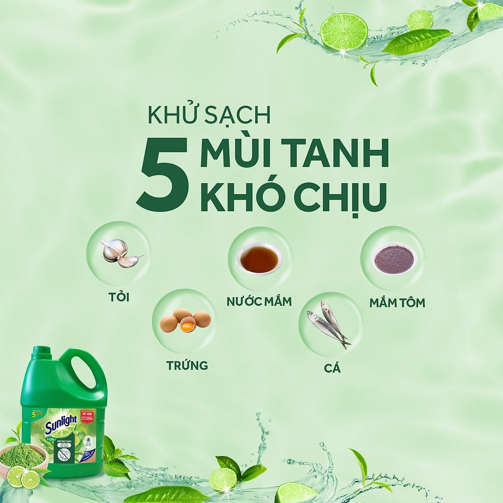 Nước rửa chén Sunlight Trà xanh Can 3.6KG