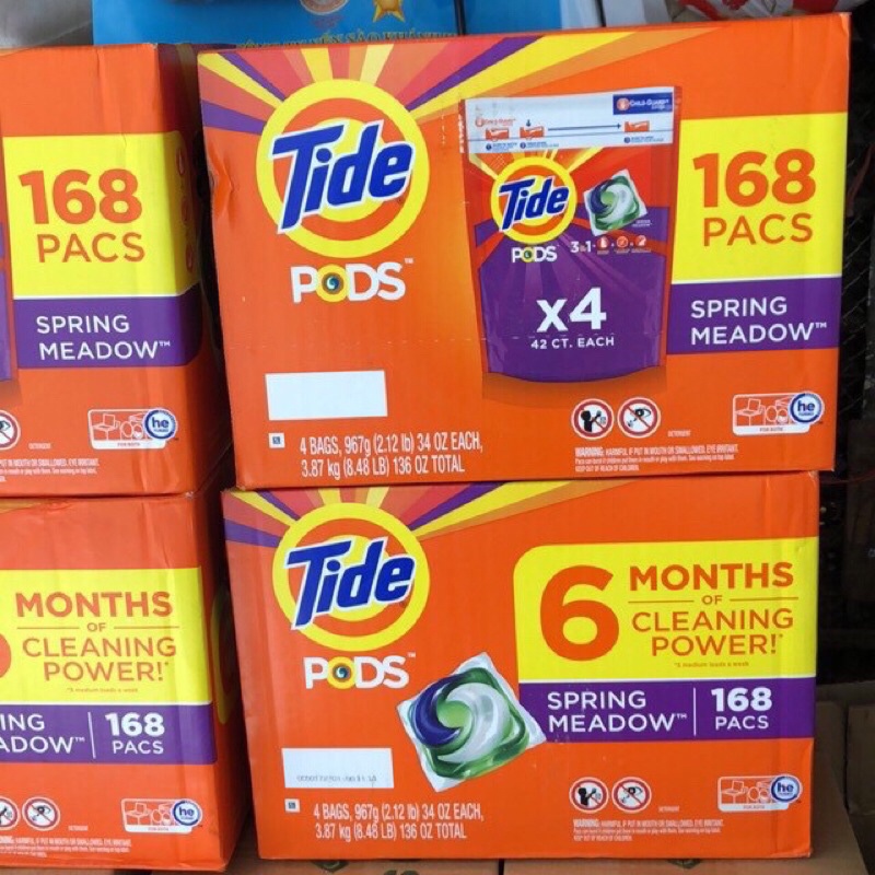 Viên giặt Tide Pods Mỹ ( 3 in 1 ) thùng 168 viên - 4 túi