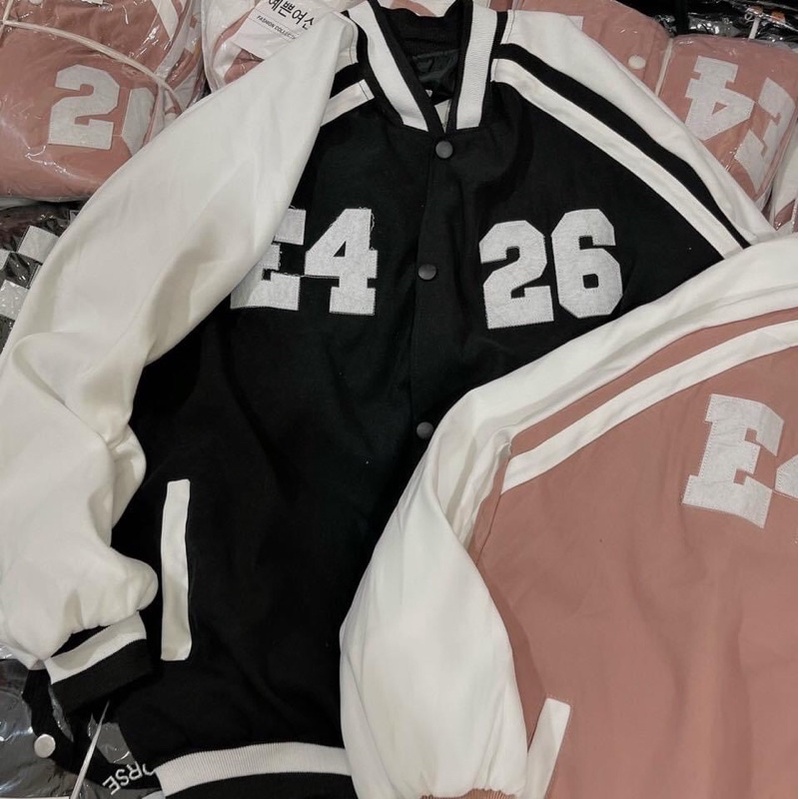 Áo khoác bóng chày bomber kaki da lộn 2 lớp thêu unisex ulzzang nam nữ