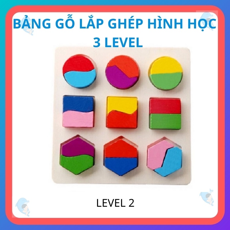 Bảng Gỗ Lắp Ghép Hình Học 3 Level Giúp Bé Phát Triển Khả Năng Nhận Biết Hình Khối Màu Sắc