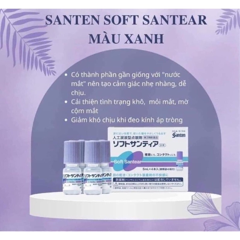 CÓ BILL- Nước Nhỏ Mắt Nhân Tạo Santen Soft Santear Nhật Bản - 2 Màu Xanh và Đỏ