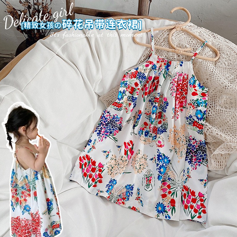 Đầm Dây Đi Biển Dáng Rộng Phong Cách Hàn Quốc Dành Cho Bé Gái