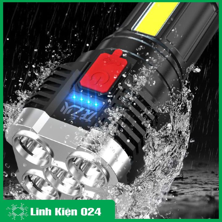 Đèn pin 5 led COB siêu sáng chống nước IPX4 (chưa gồm pin)