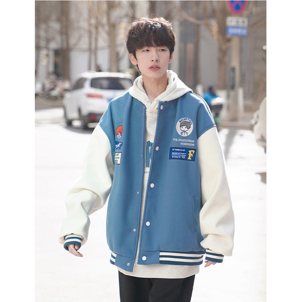 Áo Bomber Fom Nam Nữ Nỉ Phối Tay Họa Tiết Hoạt Hình Cậu Bé 3 Màu Siêu Hot - Dáng Rộng Fom Thụng Hot Trend 2021