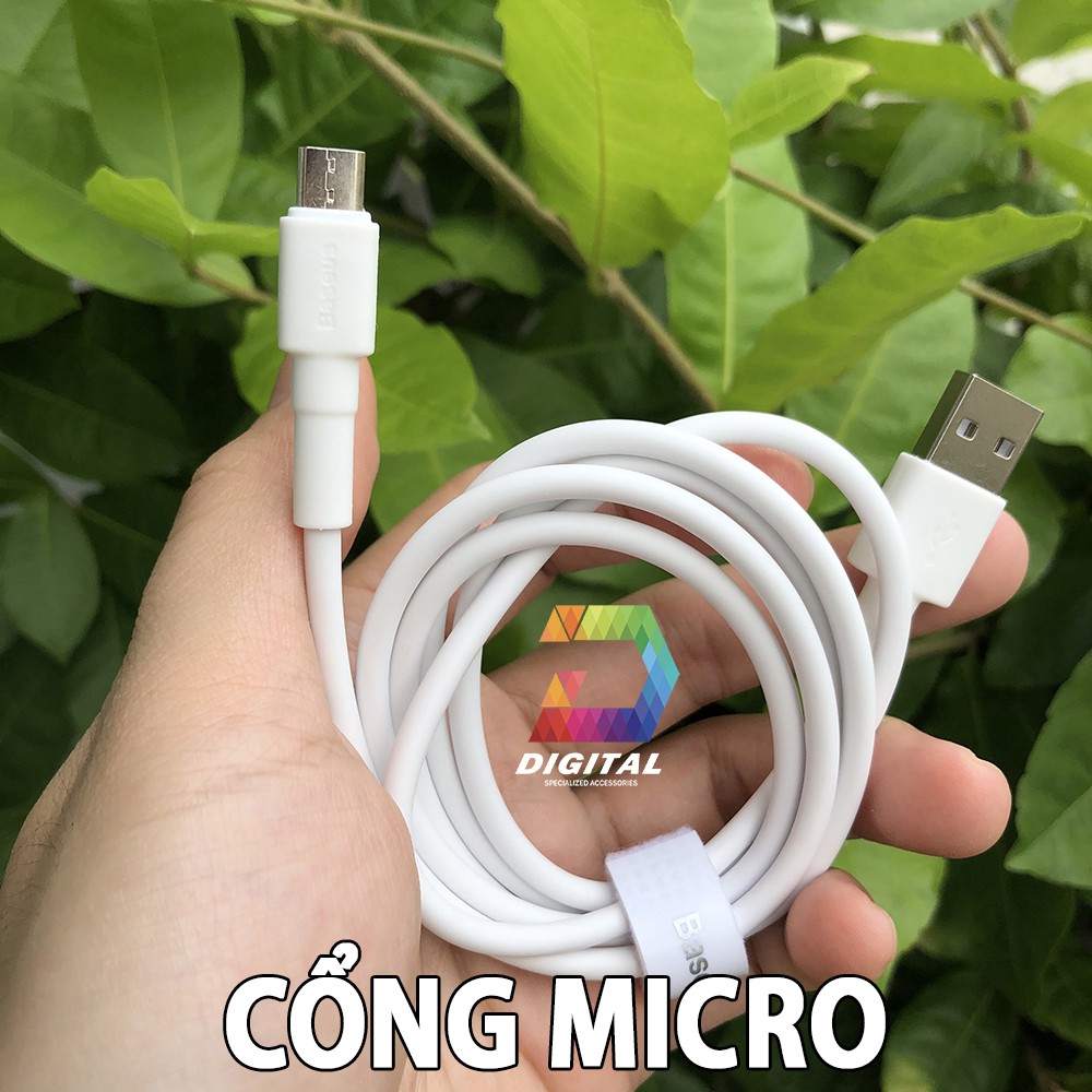 Cáp Sạc Nhanh Baseus Mini White Cổng Micro USB Chính Hãng ( Quick Charging &amp; Sync Data TPE Cable )
