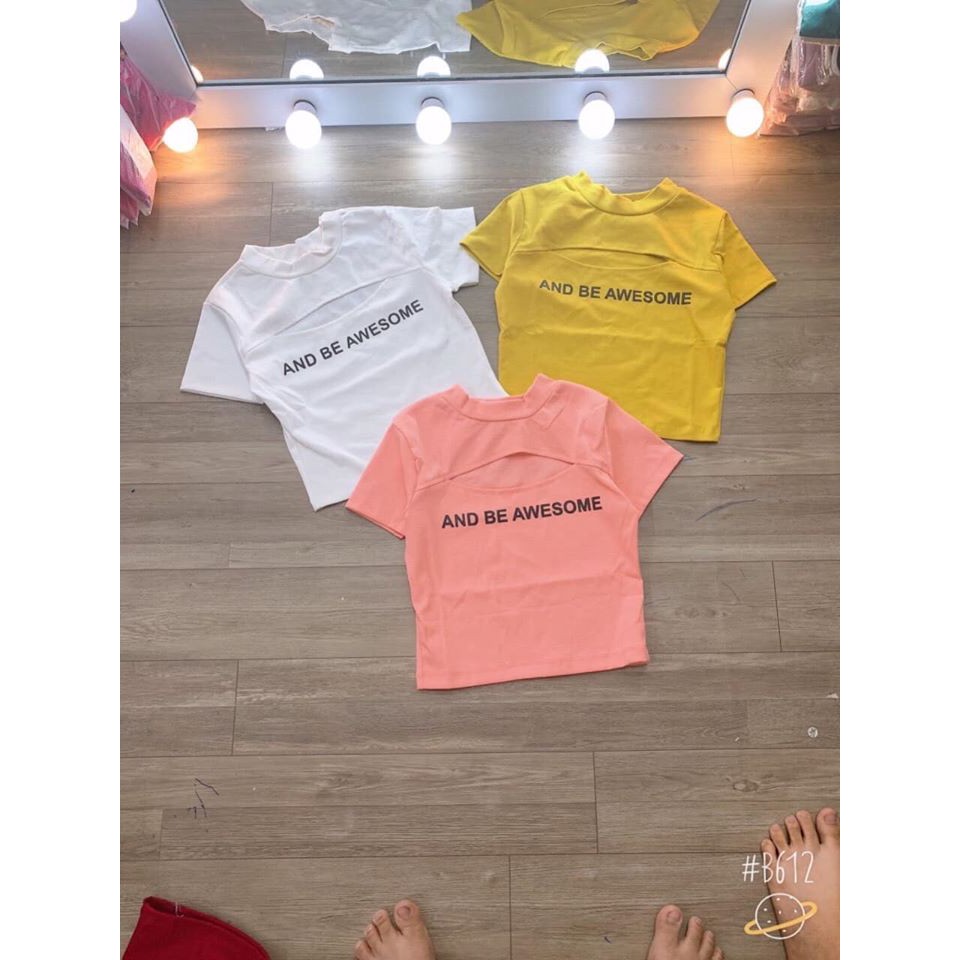 Áo thun croptop ôm body ngắn, khoét hở ngực Be Awesome, thun co giãn tốt, mềm mịn, áo kiểu crt hotgirl sexy CRON 100 -5B