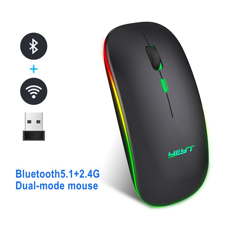 Chuột Không Dây Bluetooth 2.4g 1600dpi Màu Đen