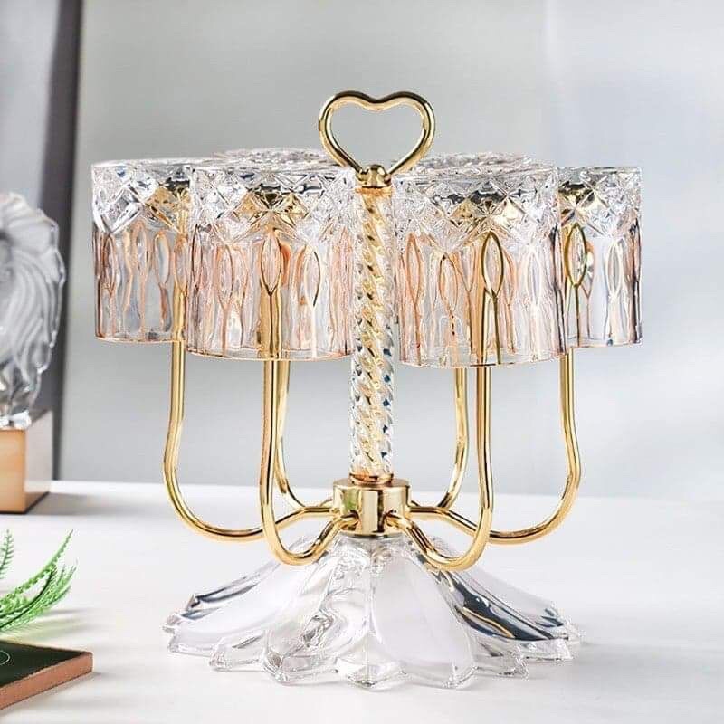 giá úp ly giá úp cốc có trục xoay có đế pha Lê cao cấp mầu trắng