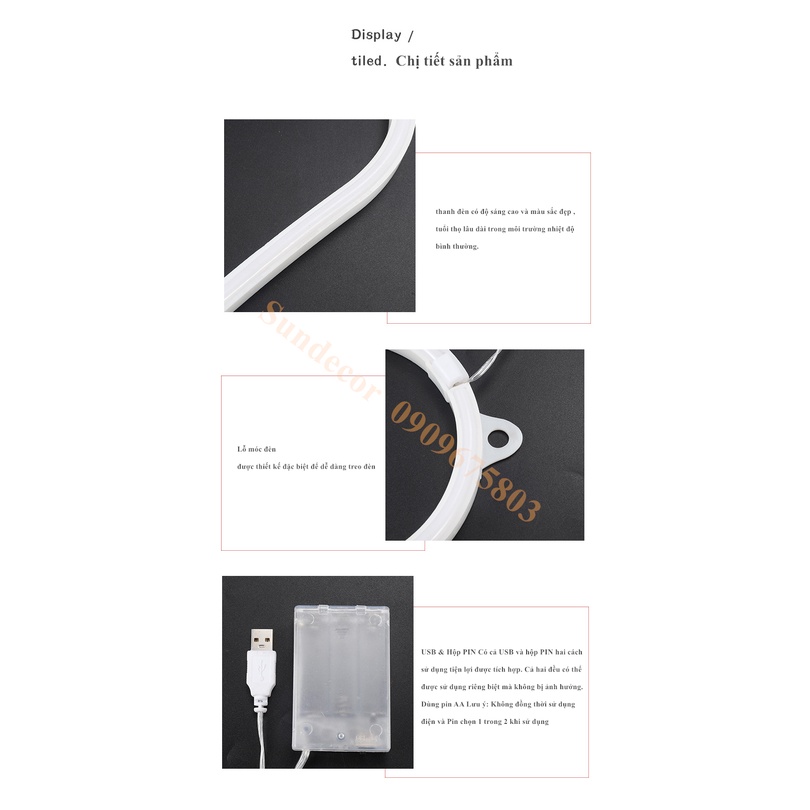 Đèn LED chữ NEON nhiều mẫu NOEL GIÁNG SINH trang trí DECOR phòng ngủ , quán có hộp PIN + USB Sundecor