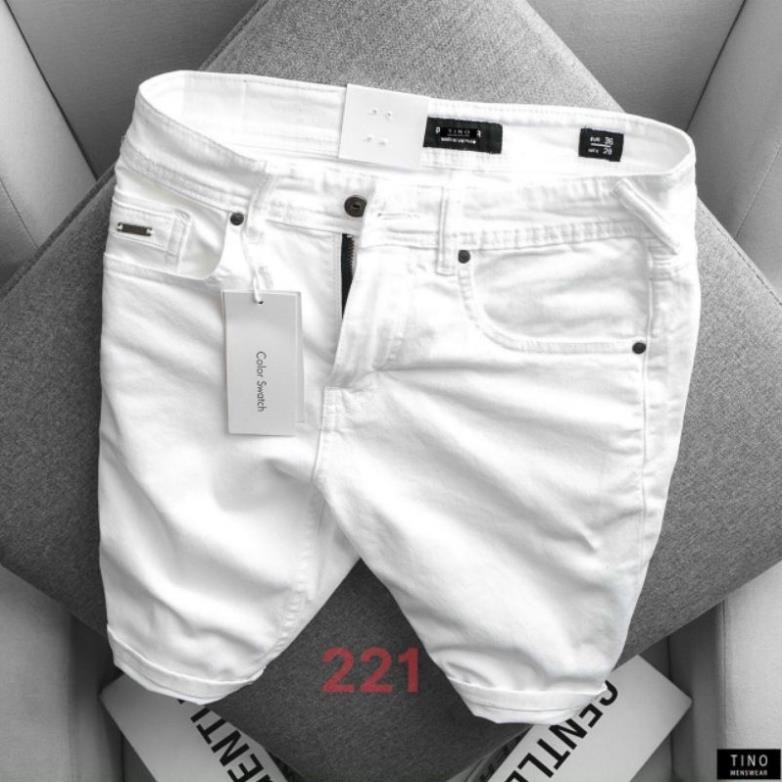 Quần body nam Quần short jean nam có giãn short jean đen trắng xanh trơn