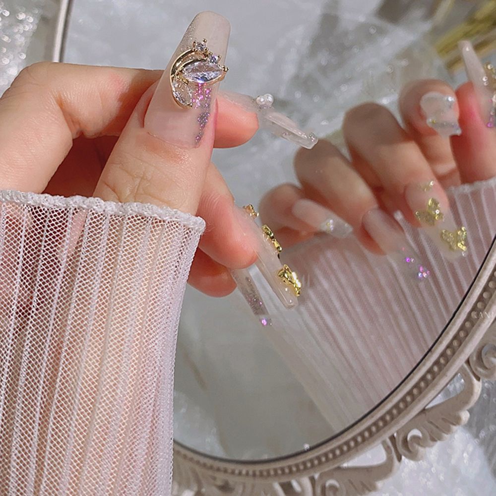 [Hàng mới về] Phụ kiện trang trí móng tay hình bướm 3d từ kim loại sang trọng