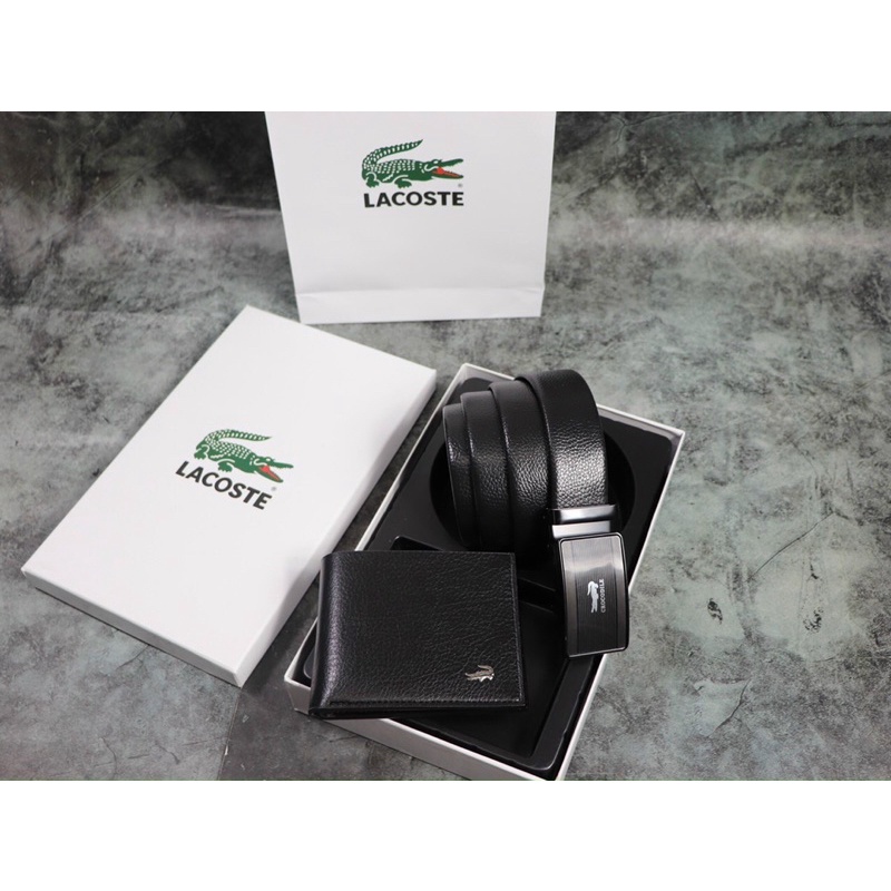 set dây nịt thắt lưng và ví bóp nam hiệu lacoste