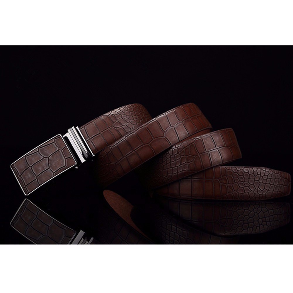 ( Rẻ Vô Địch ) Dây nịt da vân cá sấu, Thắt lưng khóa tự động phủ da - Phong cách lịnh lãm, Doanh nhân