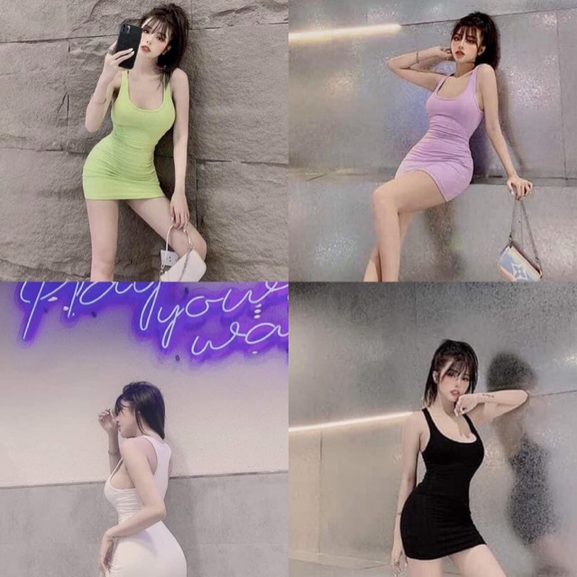 {Nhập mã Freeship} váy nữ đầm body váy nữ ngắn 3 lỗ cổ trễ khoét lưng năng động váy body đầm nữ sang chảnh Annastore