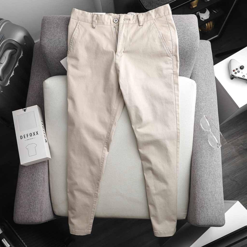 Quần Kaki nam VNXK nhiều màu ống suông slim fit co dãn unisex trơn dáng âu công sở DEFOXX thương hiệu TONKIN