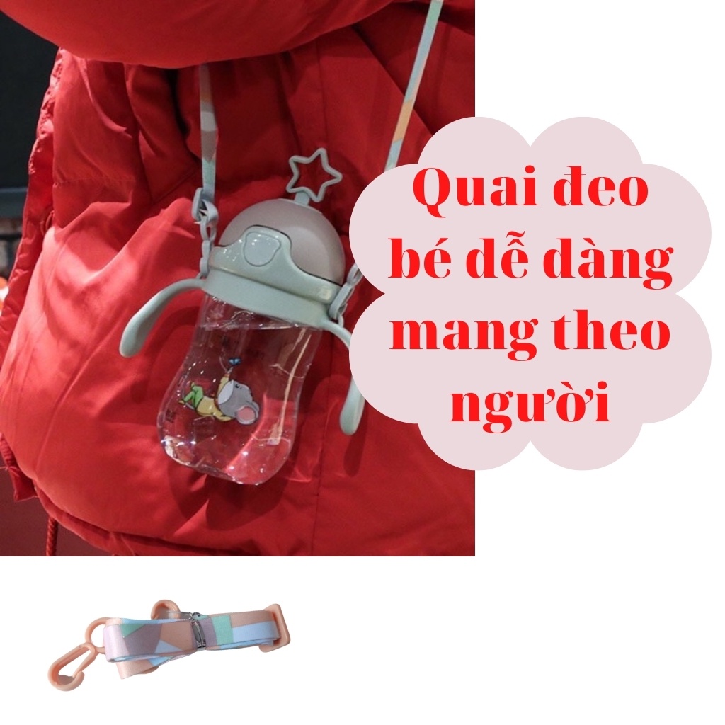 Bình uống nước cho bé ♥️ Bình tập hút hình sao có quai đeo 280ml