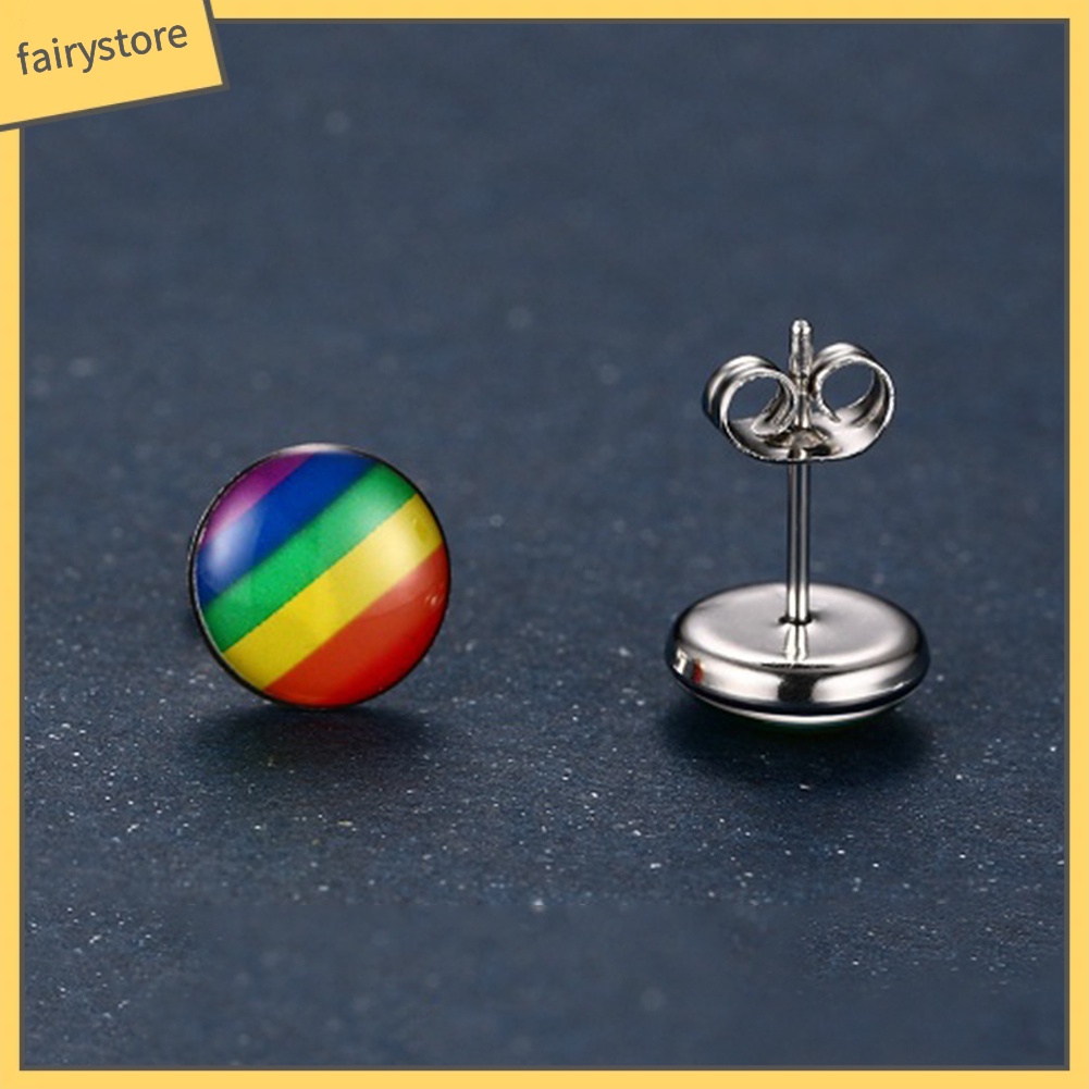 Khuyên Tai Tròn Màu Sắc Cầu Vồng Thời Trang Thanh Lịch Dành Cho Nữ