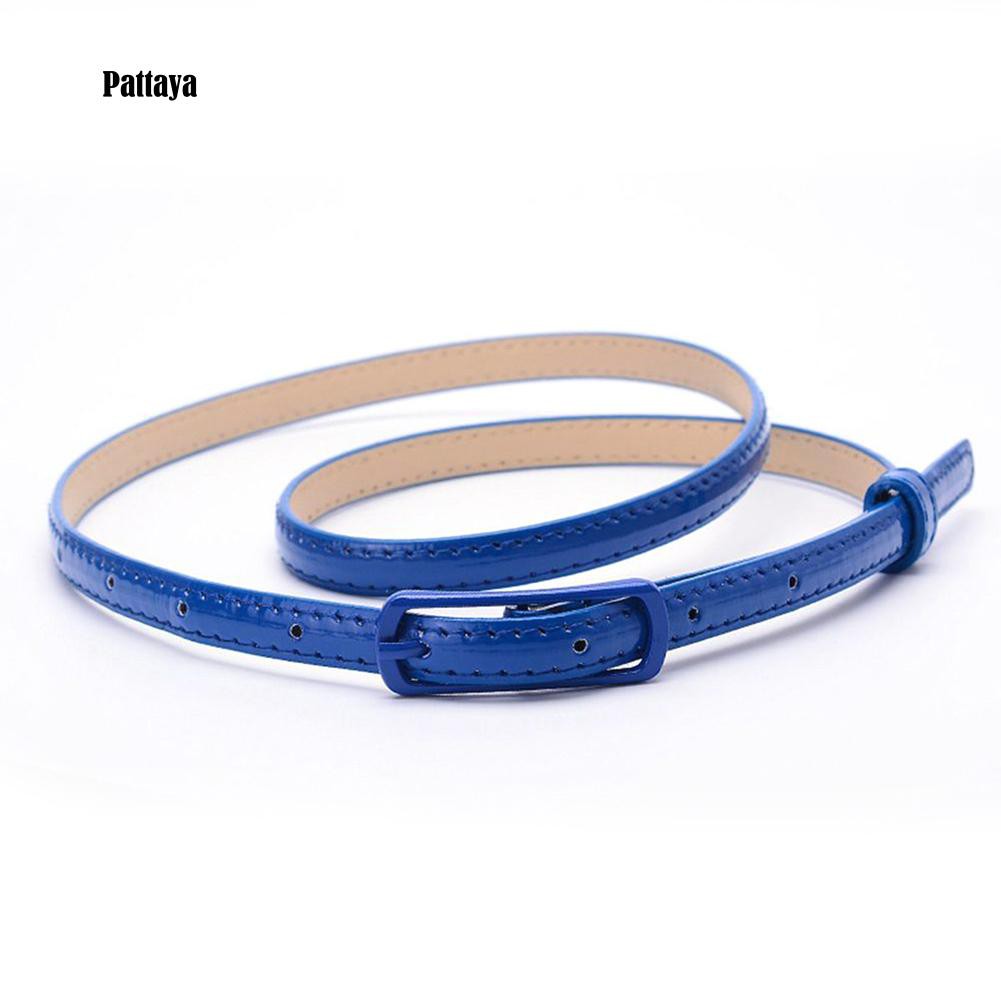 Thắt Lưng Giả Da Bản Nhỏ Khóa Kim Loại Thời Trang Cho Nữ