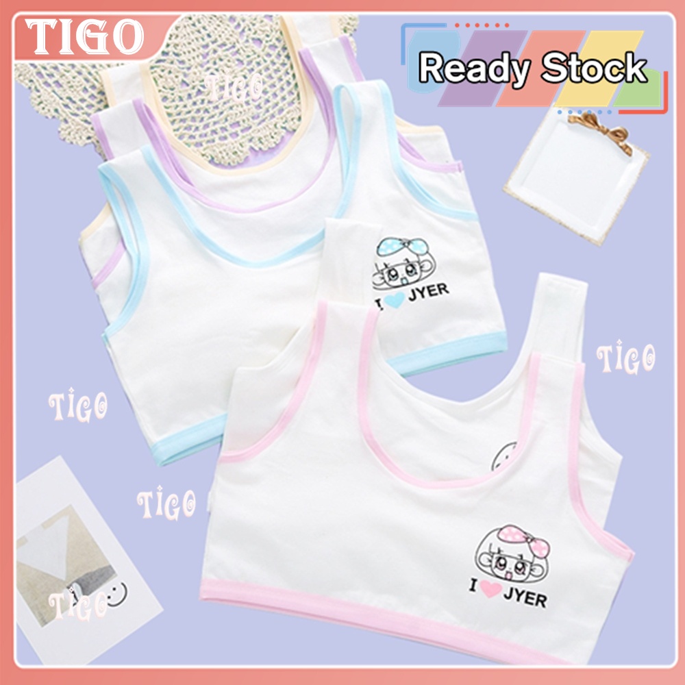 ♥Tigo♥ Kids Cotton Bra Cartoon Girl Thin Bra Teenager Vest Bra