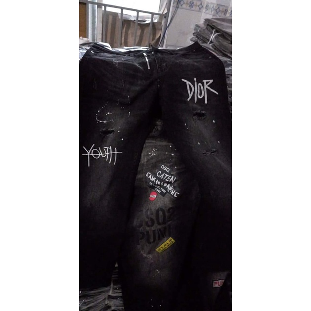 { BIGSIZE ĐẾN 130KG } (ÔM NHẸ) QUẦN  JEAN DAI ĐEN RÁCH TRE TRUNG BIGSIZE NAM