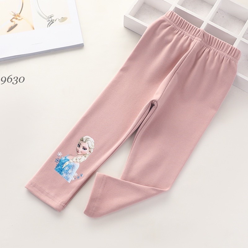 Quần legging Elsa dài thu đông cho bé gái, legging cotton nỉ dài cao cấp