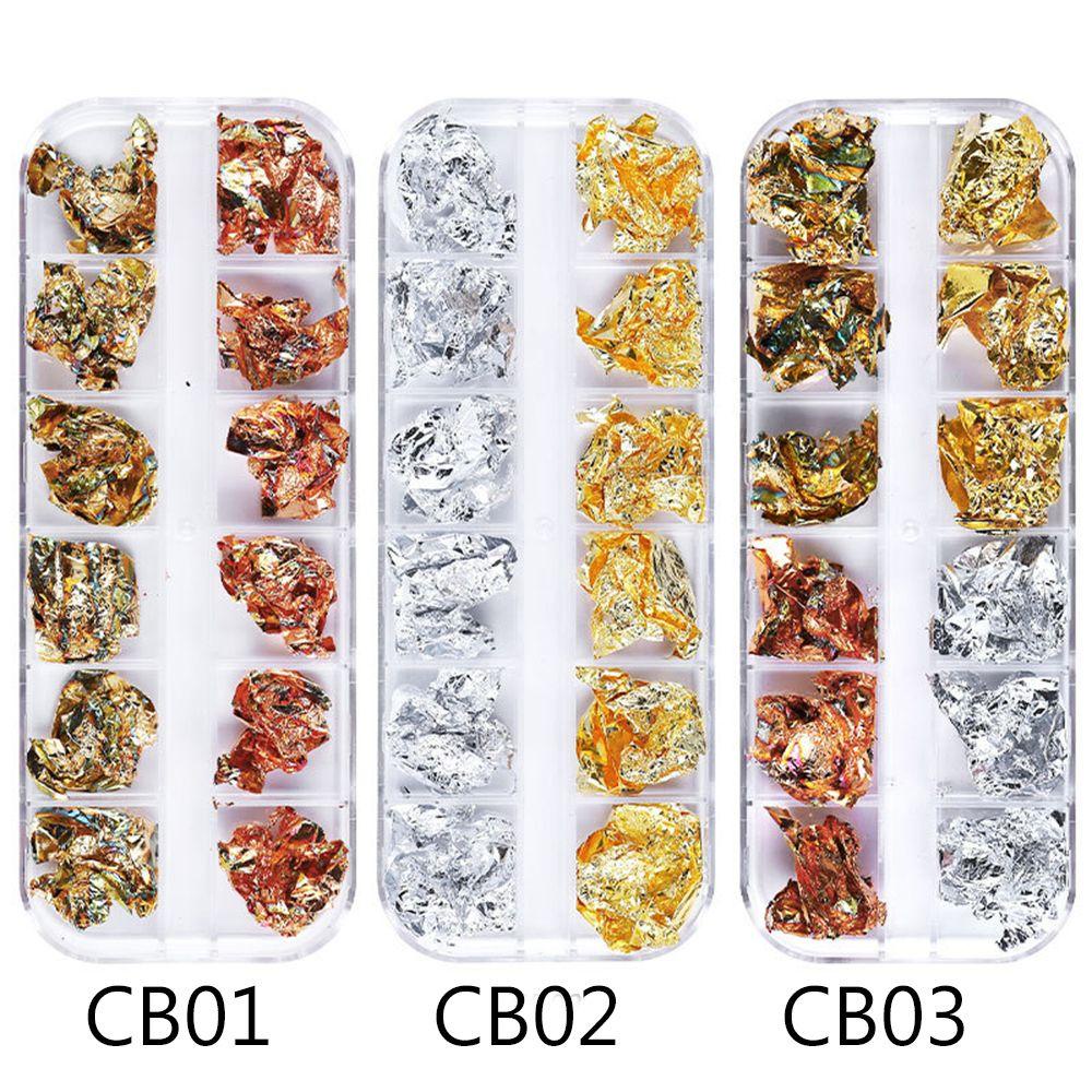 Móng Tay BORAG 12 Ngăn|Giấy Foil Dán Móng Nghệ Thuật|Hoa Tai Đính Hạt Lấp Lánh Thiết Kế Độc Đáo