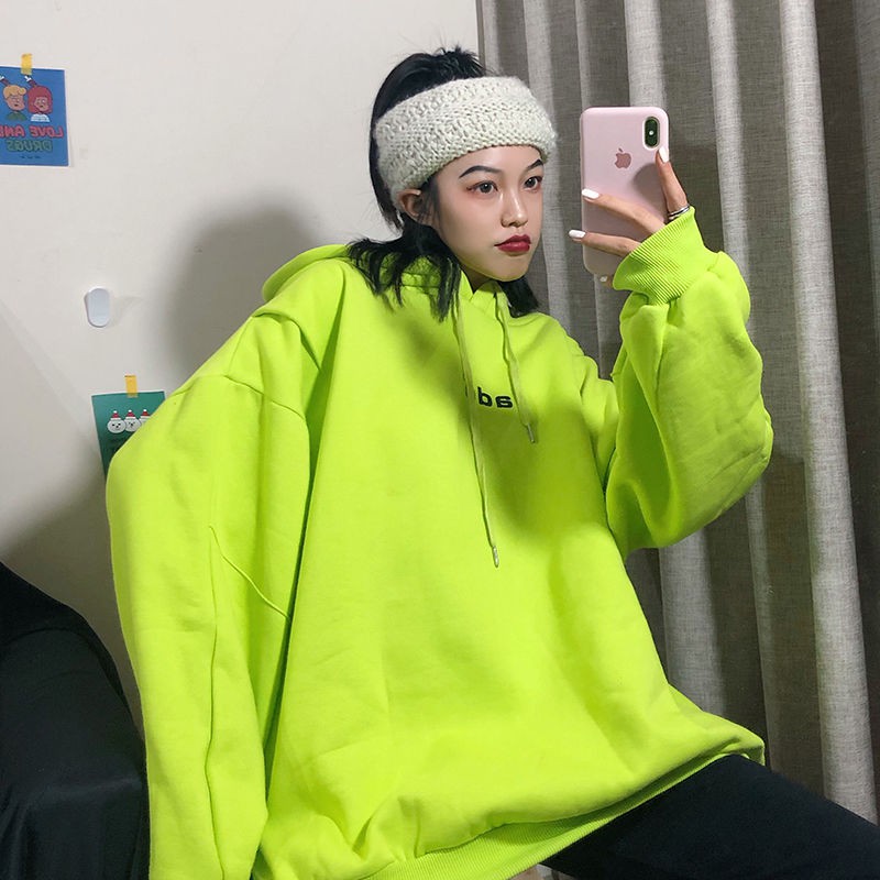 Áo hoodie màu xanh bơ dạ quang kiểu Hàn Quốc cho nữ | BigBuy360 - bigbuy360.vn