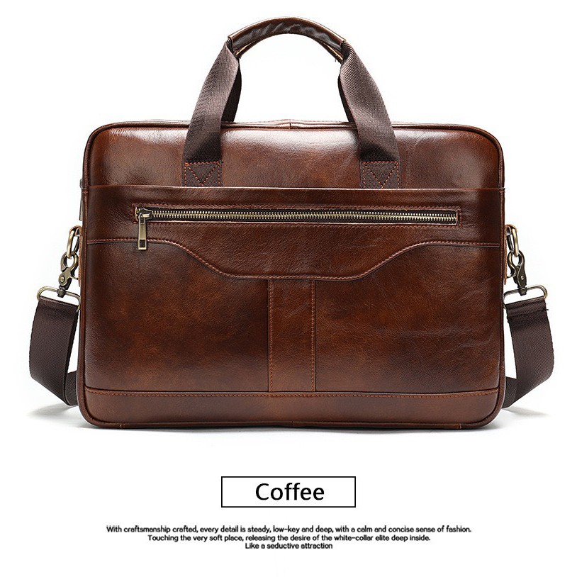 Túi Xách Cặp Da Đựng Laptop da bò cao cấp T16 (size: 40x29x7cm. Nâu đậm - Nâu sáng - Đen) | BigBuy360 - bigbuy360.vn