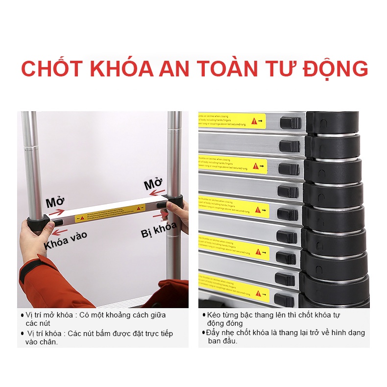 [HỎA TỐC 2H HCM] Thang nhôm rút đôi DIY TL-AI-56 chiều cao sử dụng tối đa chữ A 2.8m, chữ I 5.6m, tải trọng 150kg