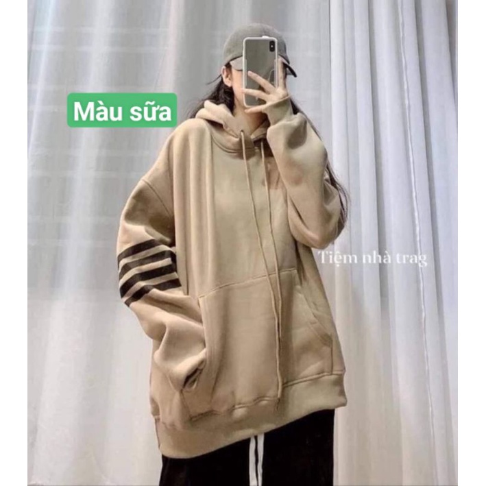 Áo nỉ hoodies in 4 vạch tay phong cách Hàn Quốc độc lạ