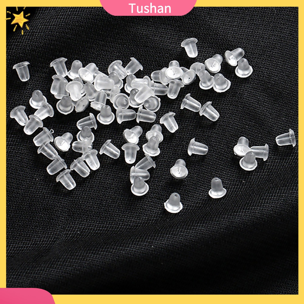 Set 100 Nút Chặn Bông Tai Bằng Nhựa Mềm Trong Suốt