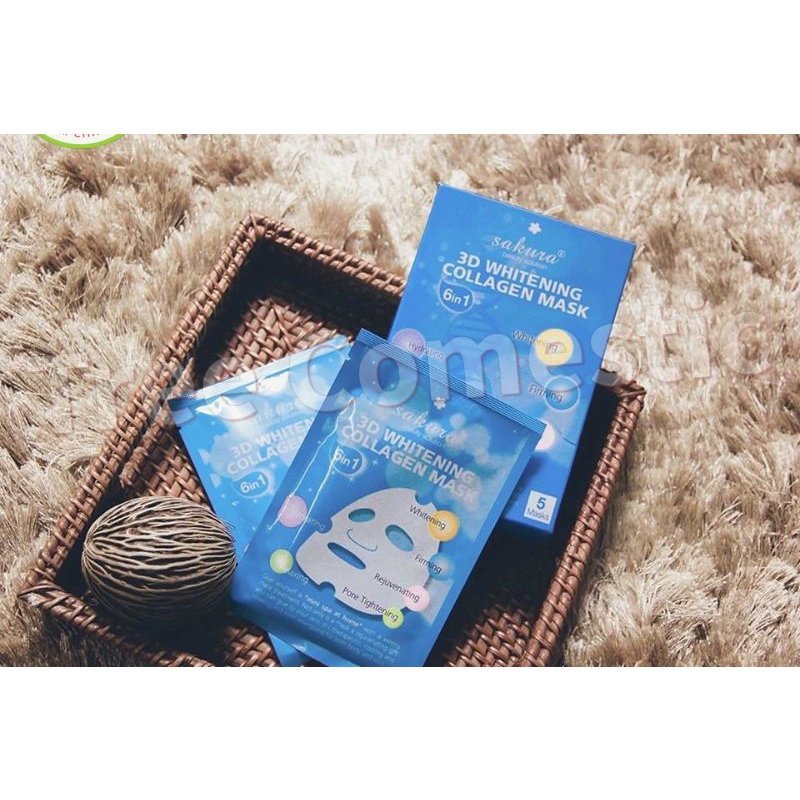 Mặt Nạ Làm Trắng Da 3D Whitening Collagen Mask 25ml, Dưỡng Ẩm, Chống Lão Hoá, Giảm Nếp Nhăn