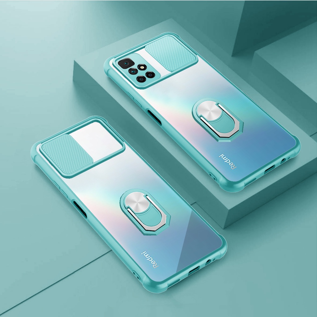 Ốp Điện Thoại Trong Suốt Có Giá Đỡ Dạng Kéo Đẩy Cho Redmi 10 9 Prime 9A 9i 9C 9T 9 Power
