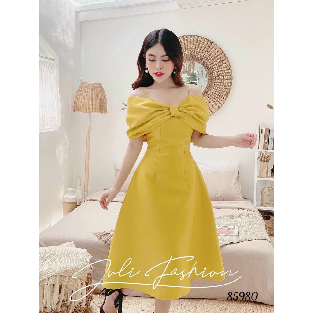 ĐẦM XÒE DỰ TIỆC NỮ CỔ CỘT NƠ SIÊU XINH SANG TÔN DÁNG CHO CÁC CHỊ EM