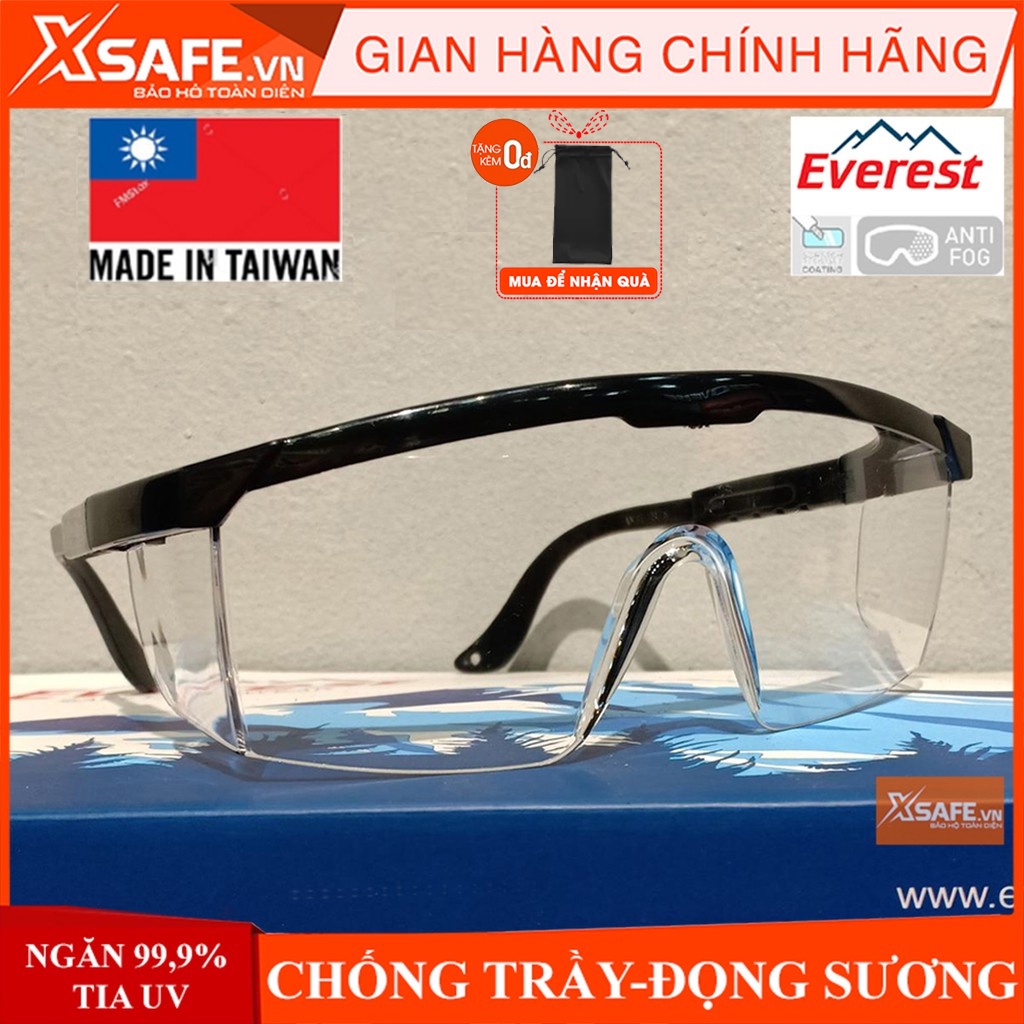 KÍNH BẢO HỘ EVEREST EV105 KÍNH CHỐNG BỤI CHỐNG TIA UV TRẦY XƯỚC ĐỌNG HƠI SƯƠNG