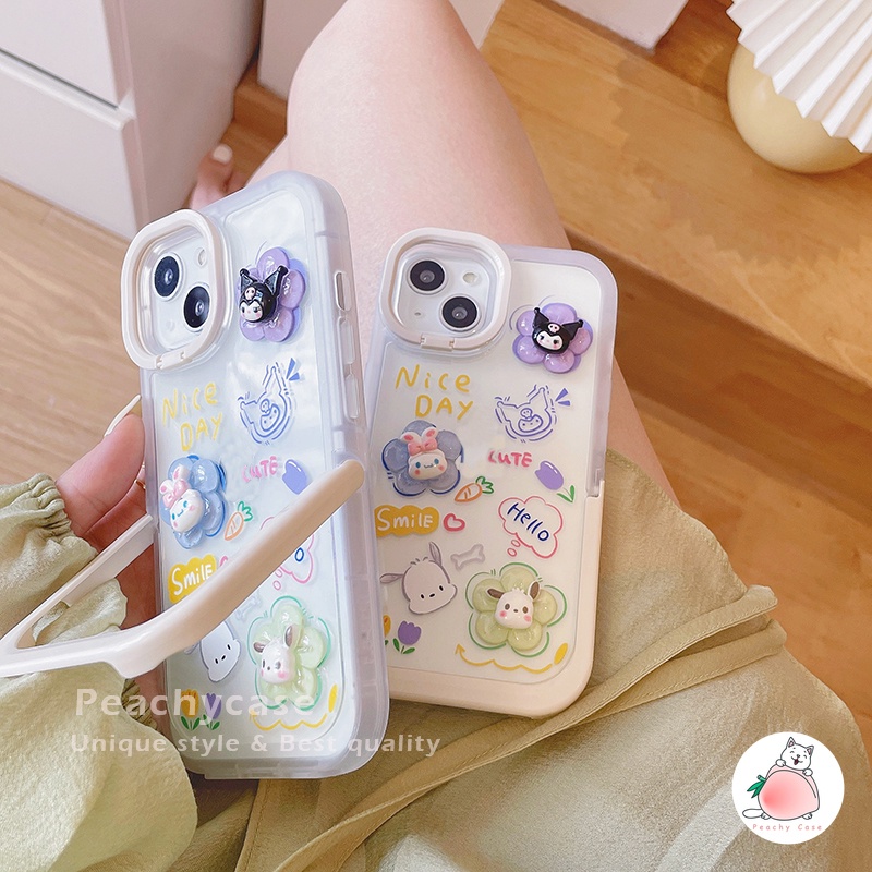 Ốp Điện Thoại TPU Mềm Có Giá Đỡ Hình Hoa 3D Dễ Thương Cho iPhone 14 13 12 Pro Max 11 Xr Xs Max X
