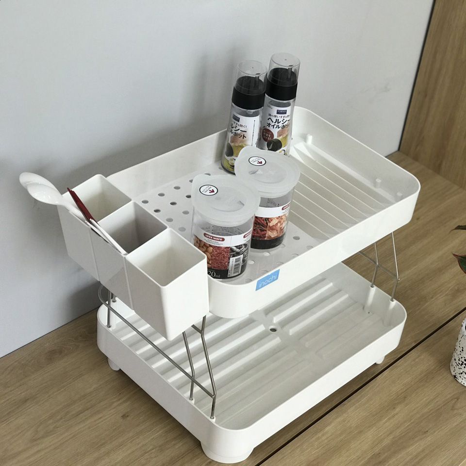 Kệ chén bát 2 tầng INOCHI Tokyo nhựa nguyên sinh úp chén bát có rãnh thoát nước